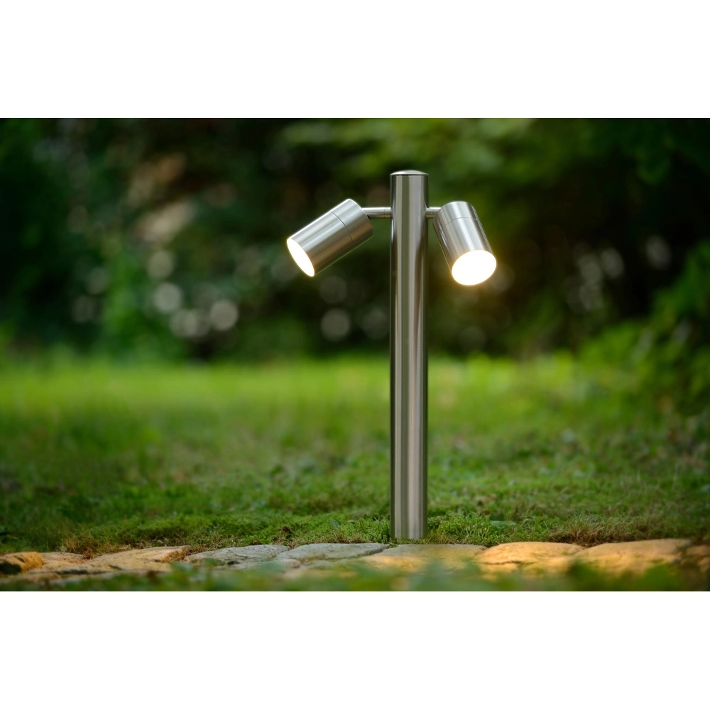 Tuinlamp Arne-Led 2-lichts chroom Lucide 5411212143839