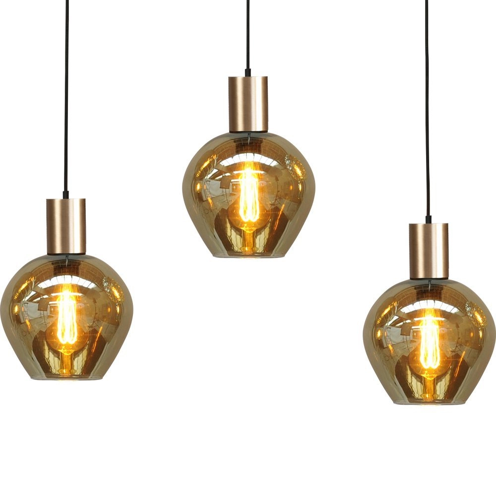 Zwarte hanglamp met goud Bounty 5-lichts curiosa glas Masterlight 8718121247700