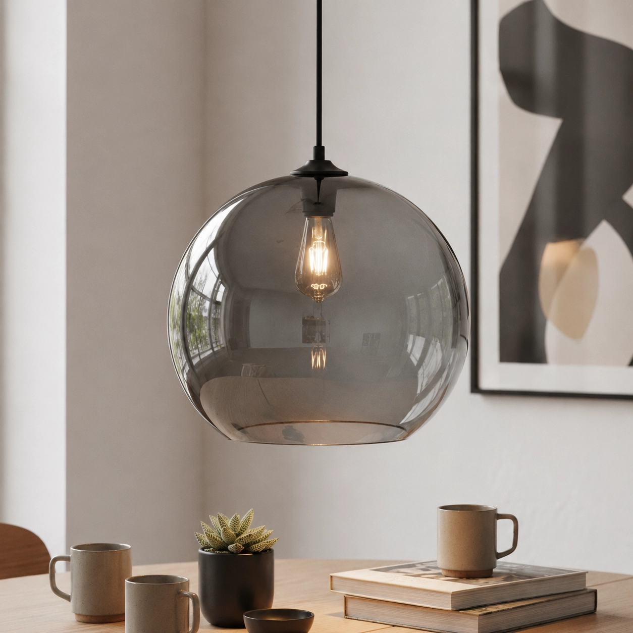 Plafondlamp Marino grijs glas Ø 40cm
