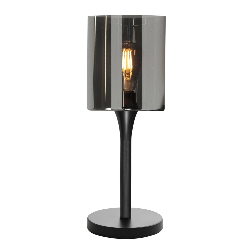 Tafellamp Diverso zwart met smoke glas