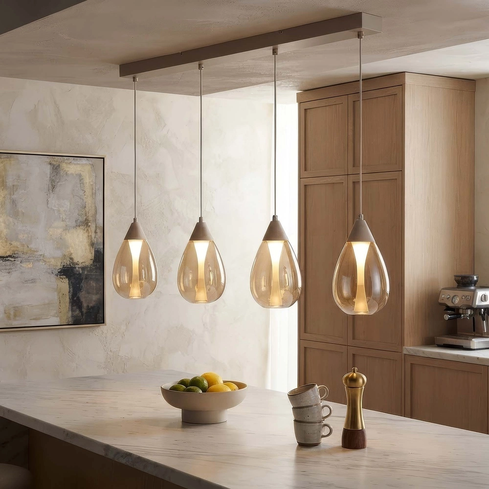 Design hanglamp Pear 4-lichts zand bruin Searchlight 5,05342E+12