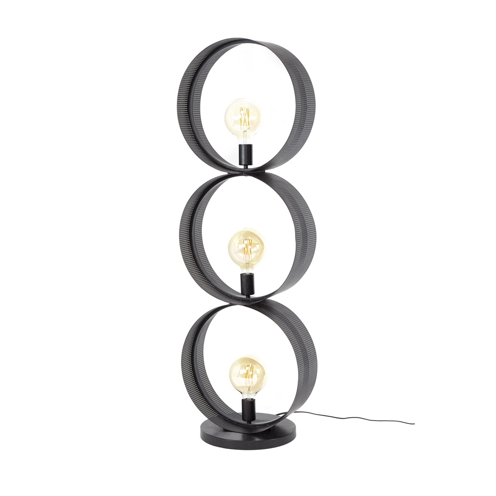 Landelijke vloerlamp Ring charcoal - 3x E27 Lyora 8716803510968