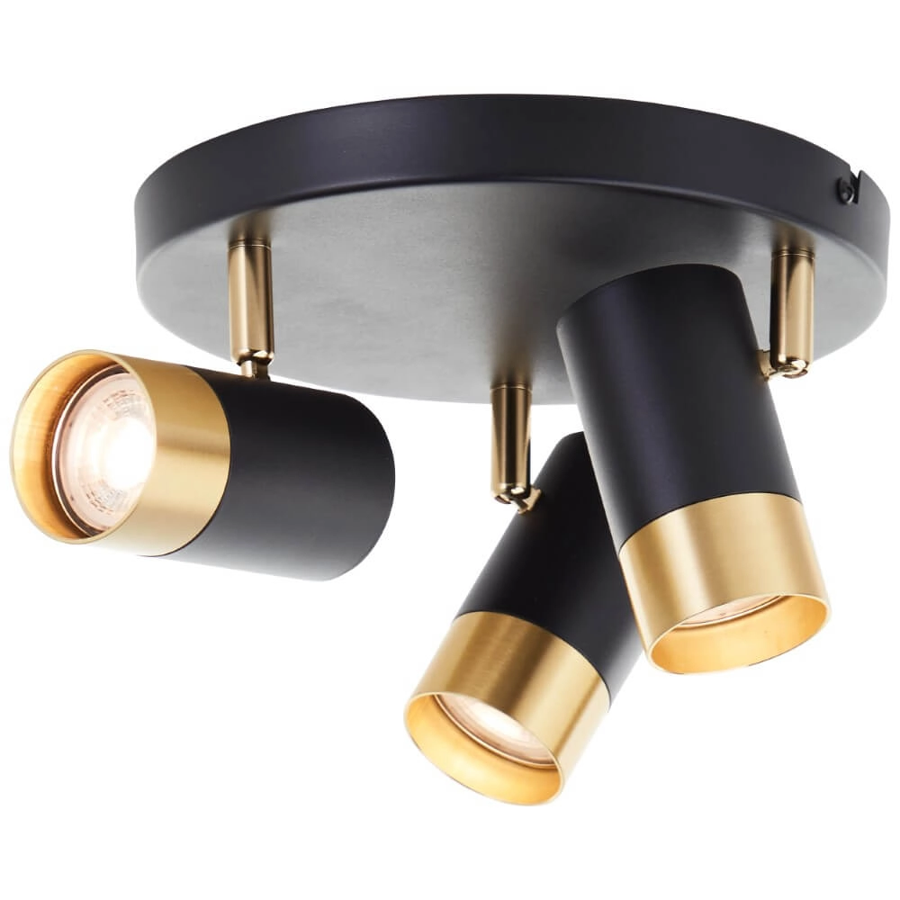 3-lichts opbouwspot Vigolo zwart met goud Brilliant 4004353441332