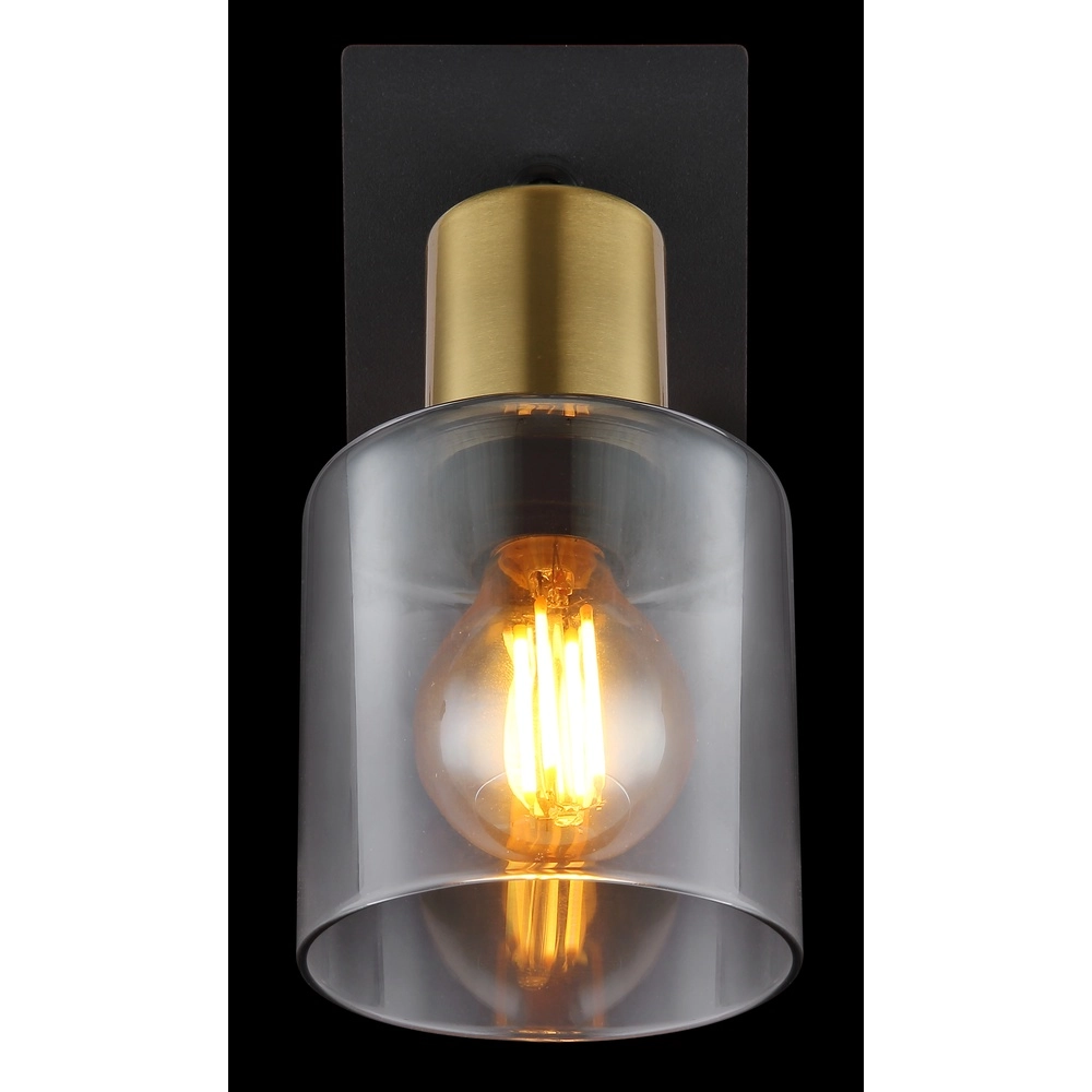 Wandlamp Hollsy zwart met smoke glas Globo 9007371457847