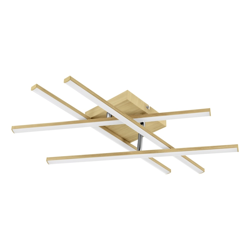 Houtlook led plafondlamp Lasana 4 51x51cm