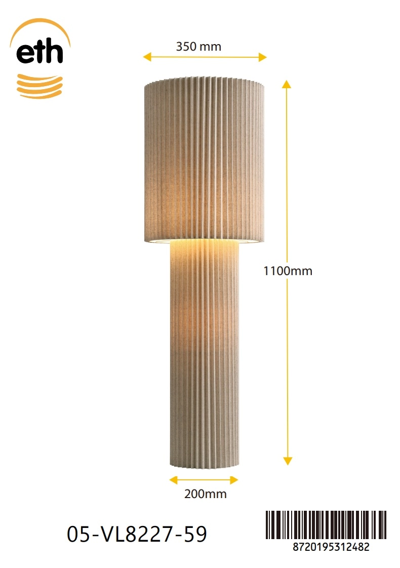 Linnen vloerlamp Renate 110cm ETH 8720195312482