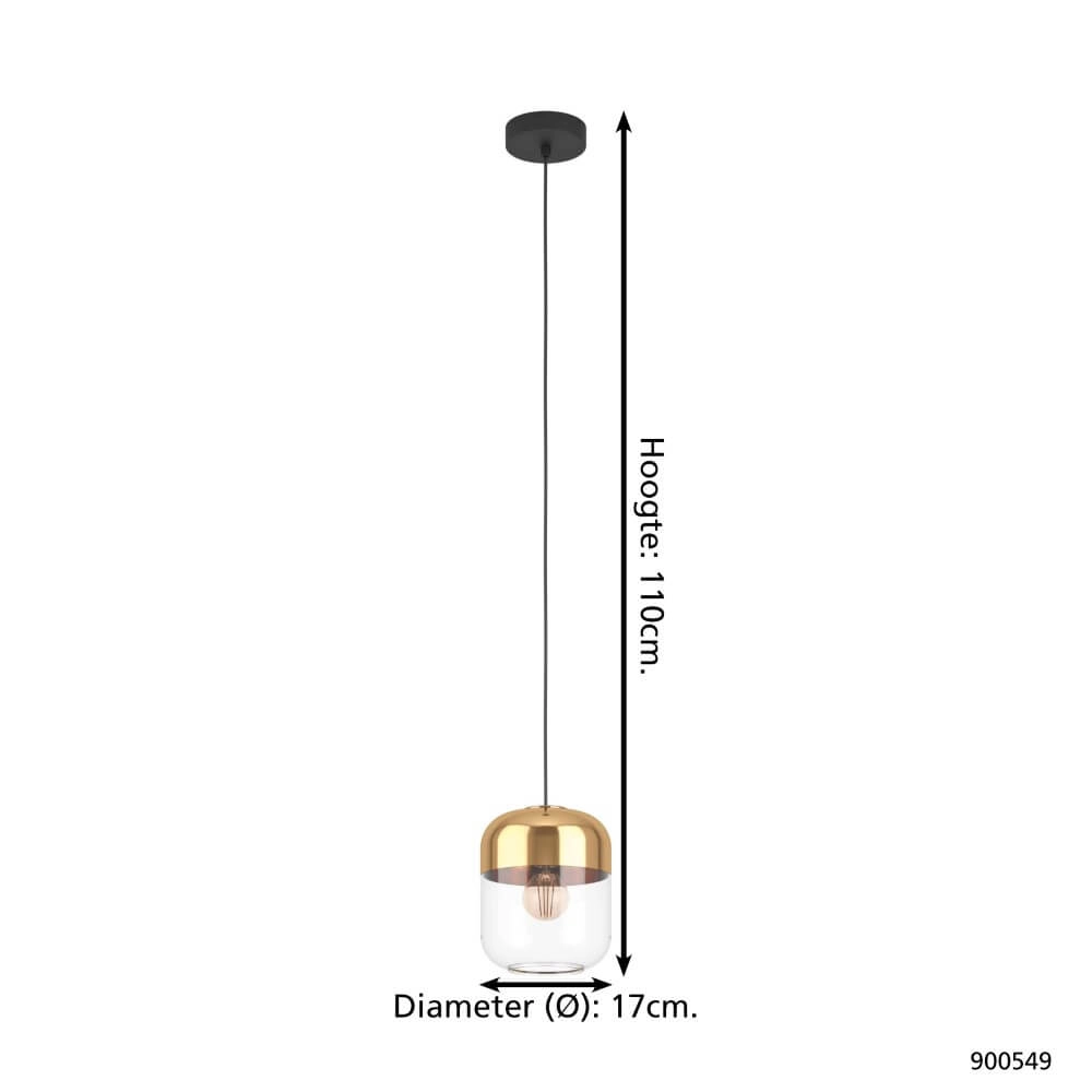 Gouden hanglamp Maryvilla met glazen kap Eglo 9008606244553