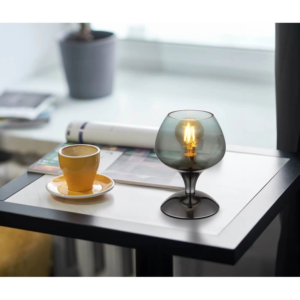Gunmetal tafellamp Maxy met groen glas Ø 15cm Globo 9007371465934