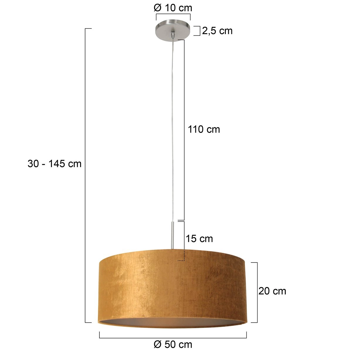 Hanglamp goud velours Sparkled Ø 45cm Steinhauer 8712746146202