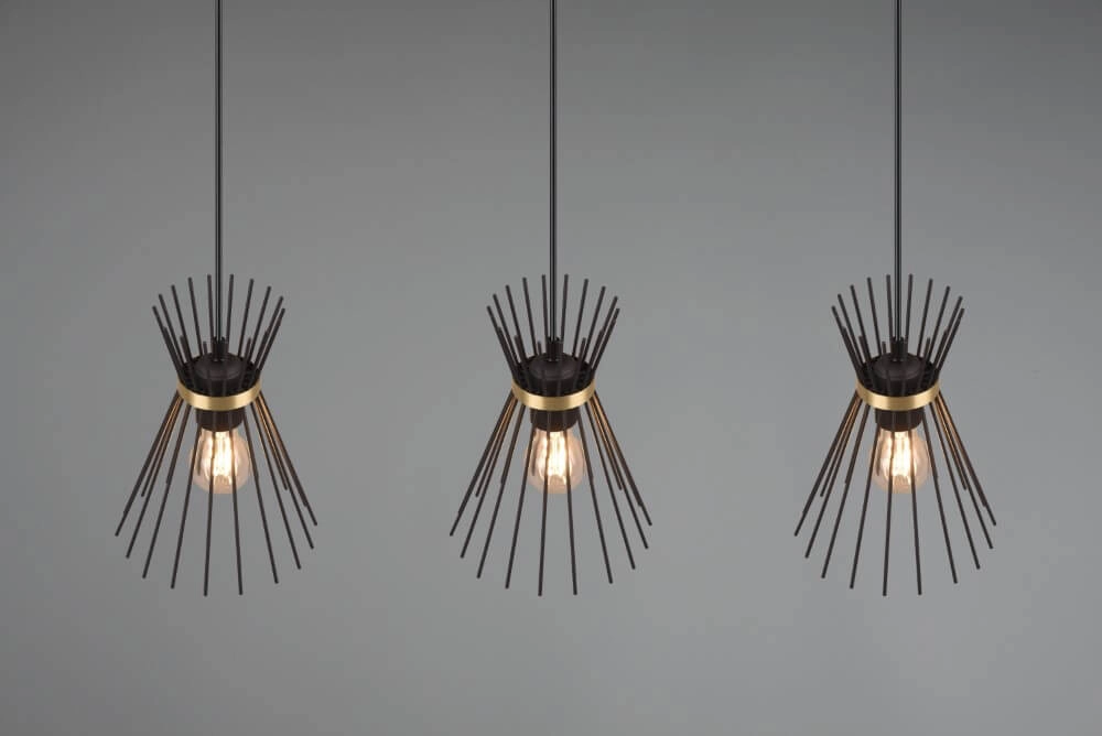 Hanglamp Rod design zwart 3-lichts Trio 4017807576771