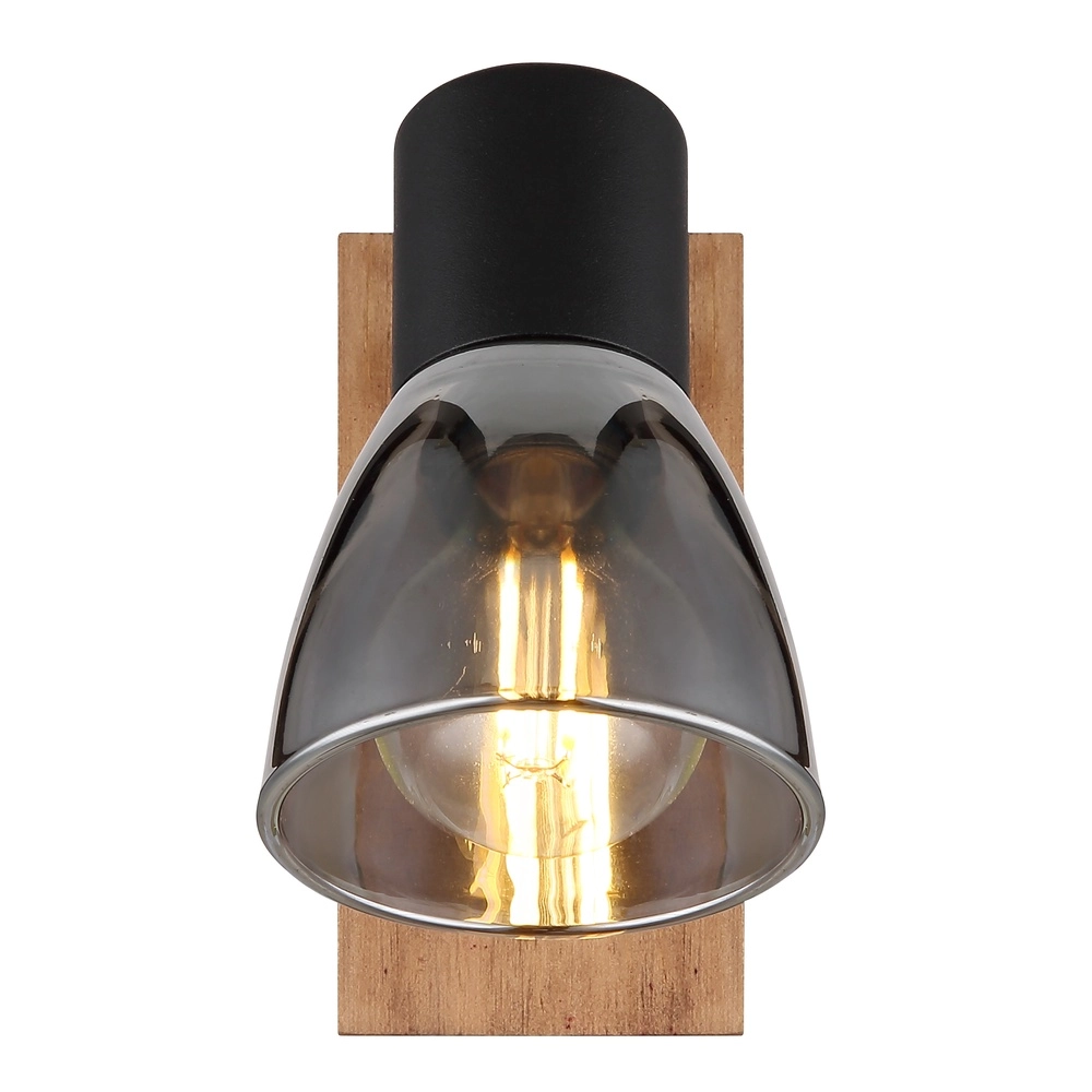 Wandlamp Claude zwart met hout Globo 9007371440207