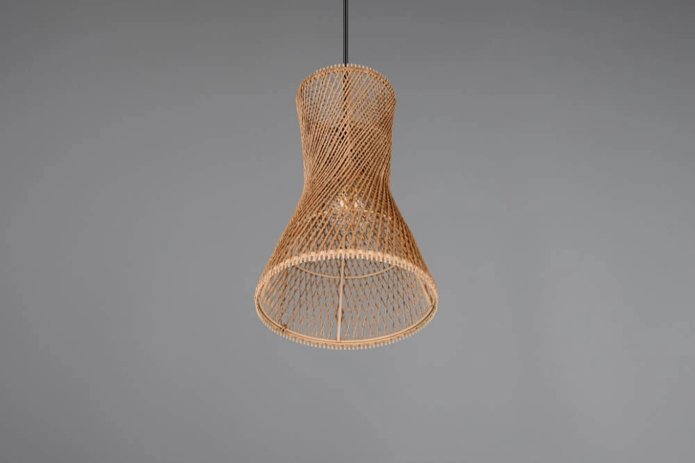 Design hanglamp Bijou zwart met rotan Ø20cm Trio 4017807637304