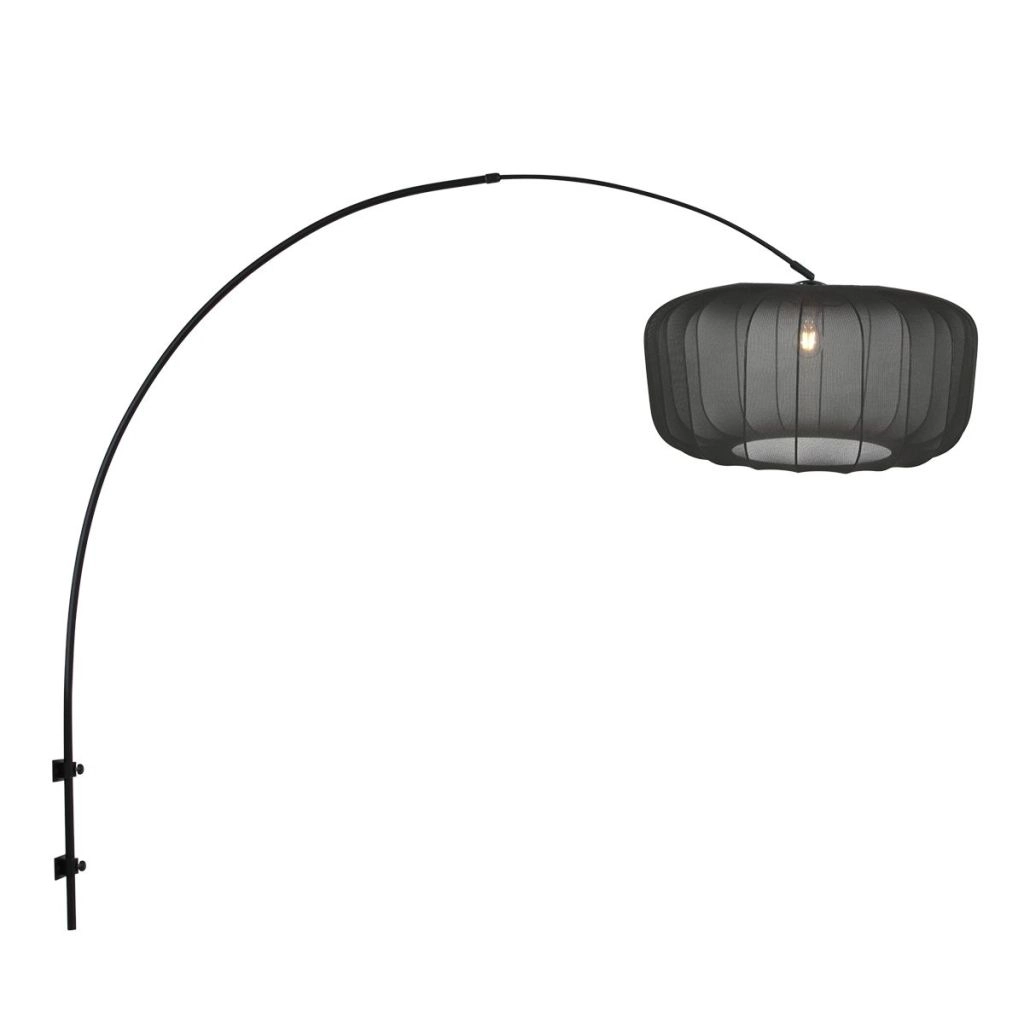 Zwarte wandlamp Vela Lino met zwarte kap Ø60cm