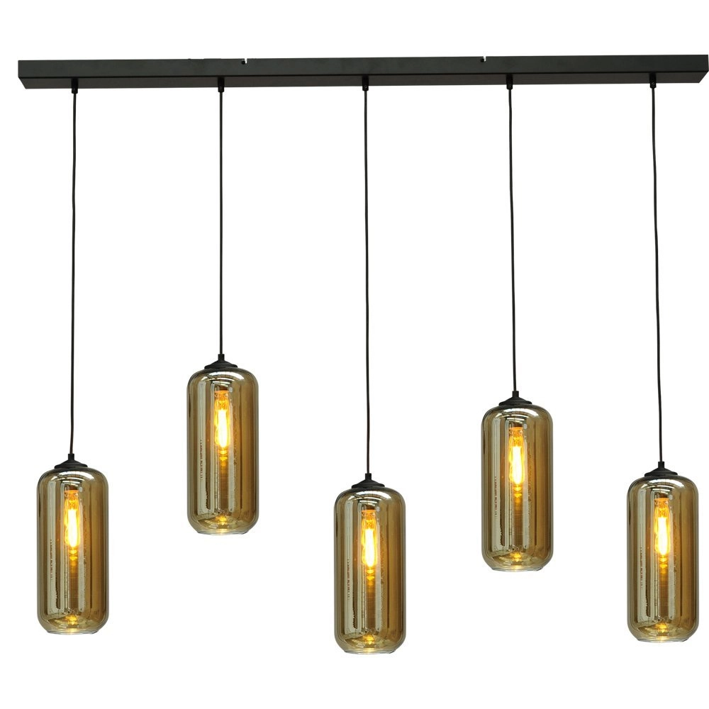 Kantoor hanglamp Quinto 5 met glazen kappen Kantoor hanglamp Quinto 5 met glazen kappen