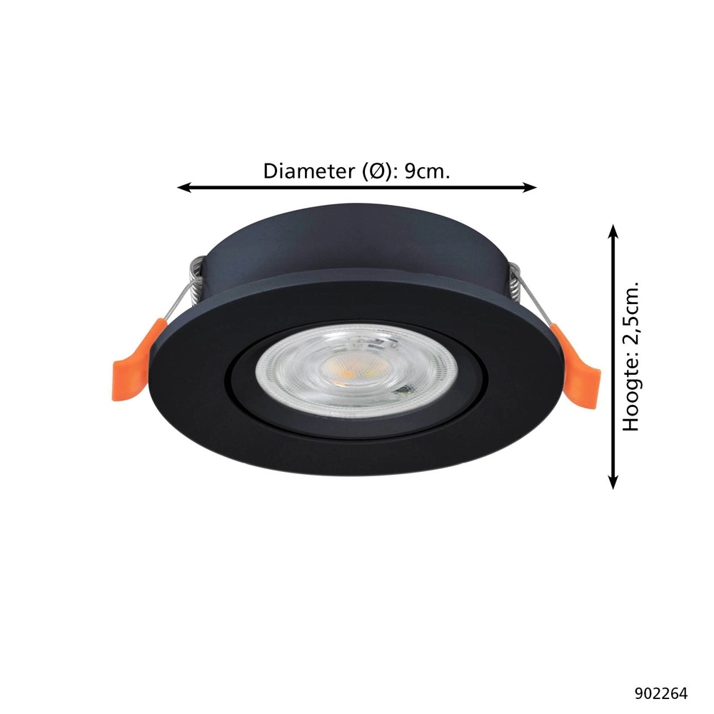 Inbouwspot Barranco zwart Ø 9cm - 3-staps CCT Eglo 9008606359400