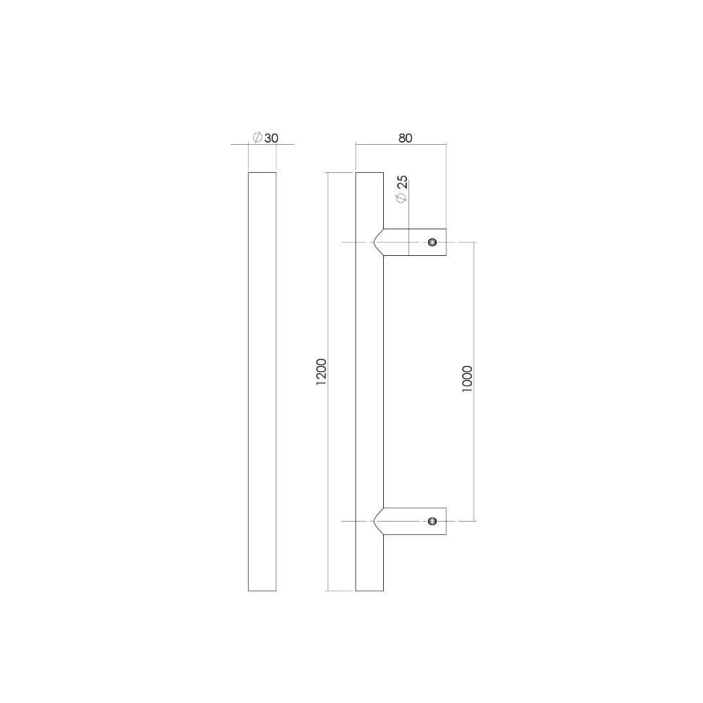 Deurgreep T-vorm Gripon 120x8cm RVS Intersteel 8714186465066