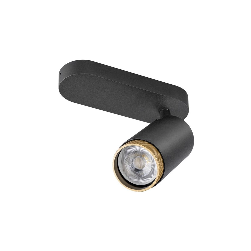 Opbouwspot Grip! L zwart met gouden ring SLV 4024163304436