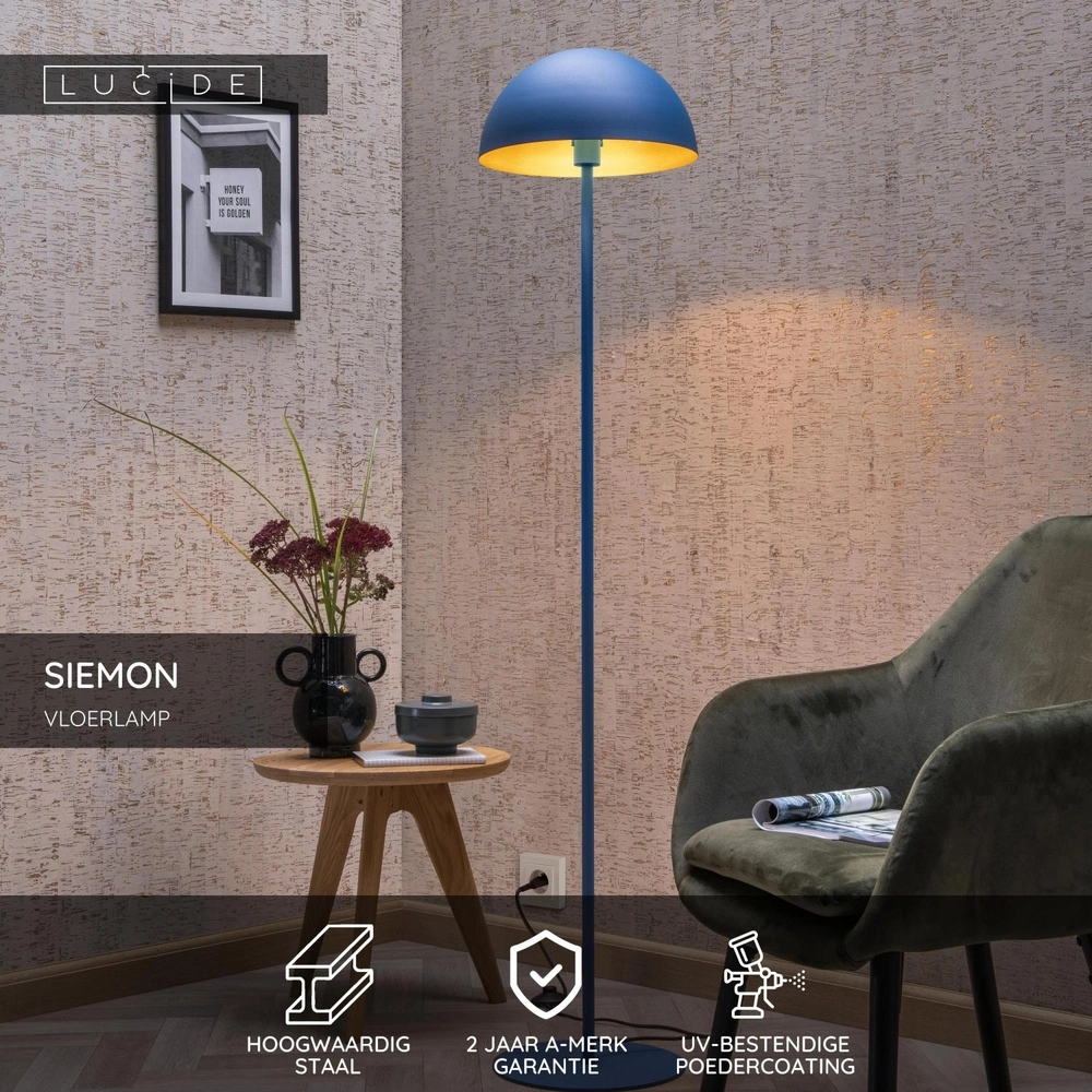 Design vloerlamp Siemon blauw Lucide 5411212451682