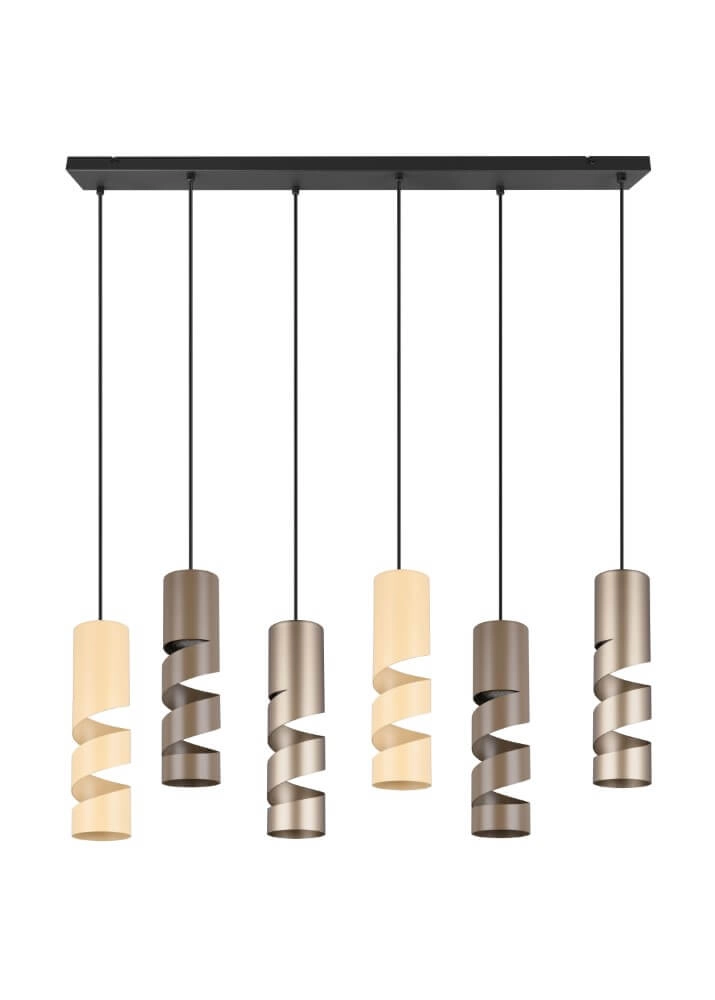 6-lichts koker hanglamp Stream bruine tinten Trio 4017807614039