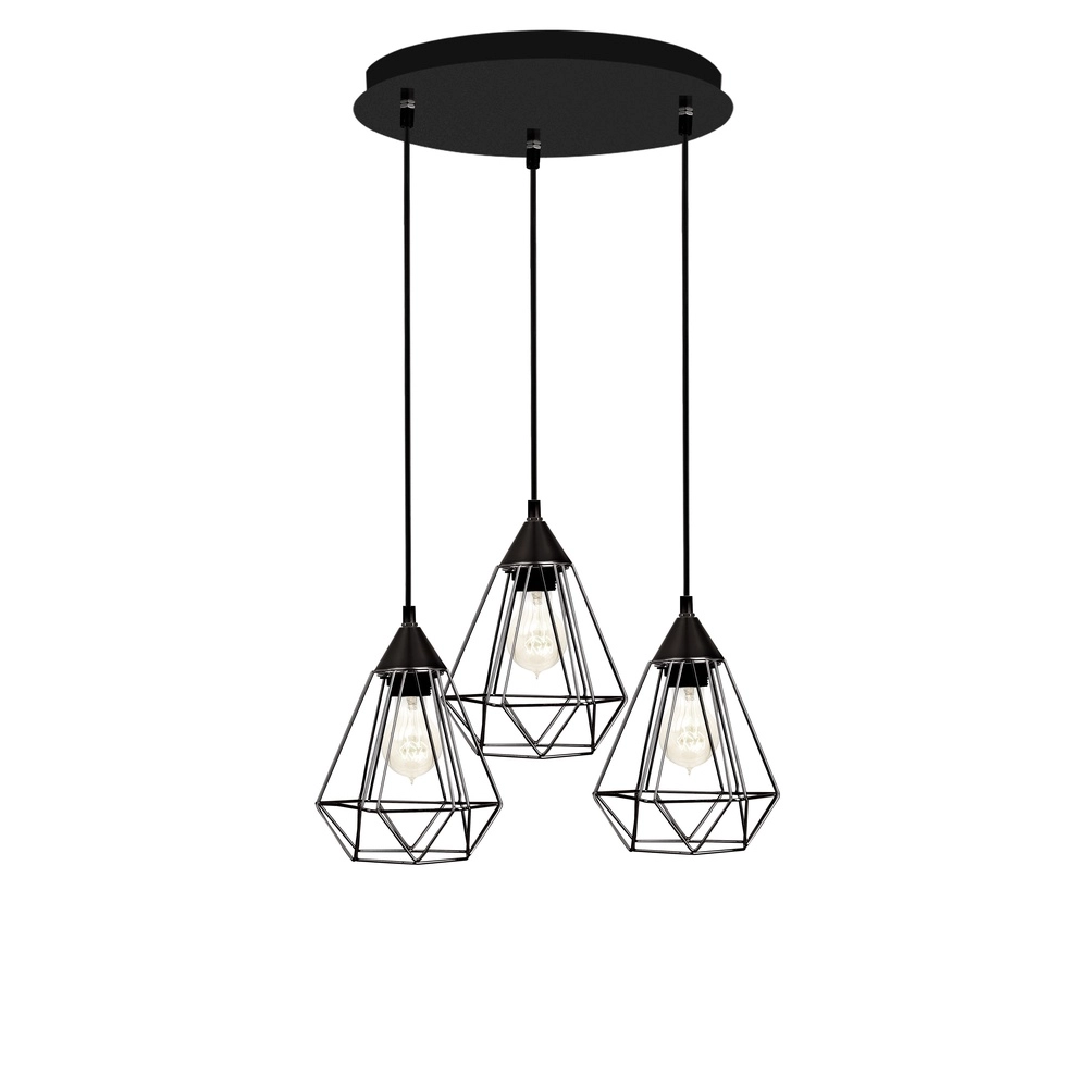 Hanglamp Paolo 3-lichts zwart Lyora 5212017407870