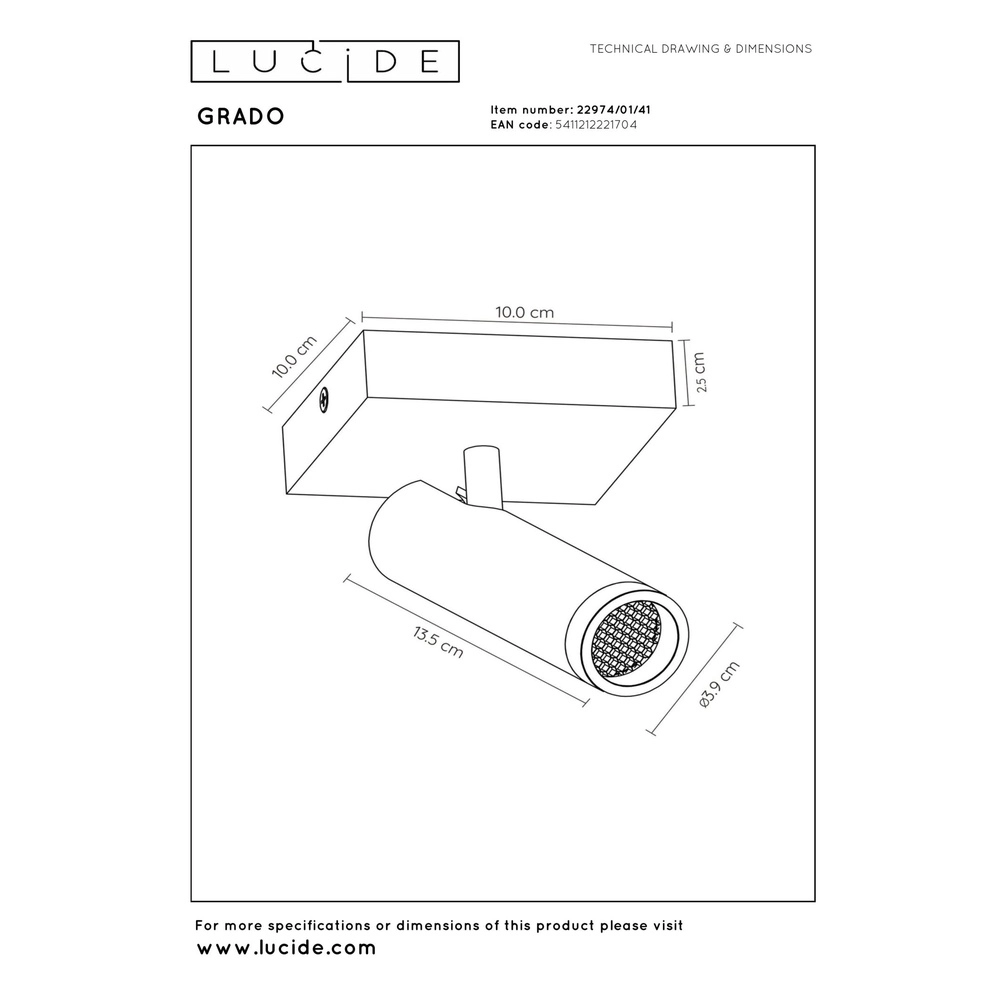 Strakke plafondlamp Grado zand bruin Lucide 5411212221704