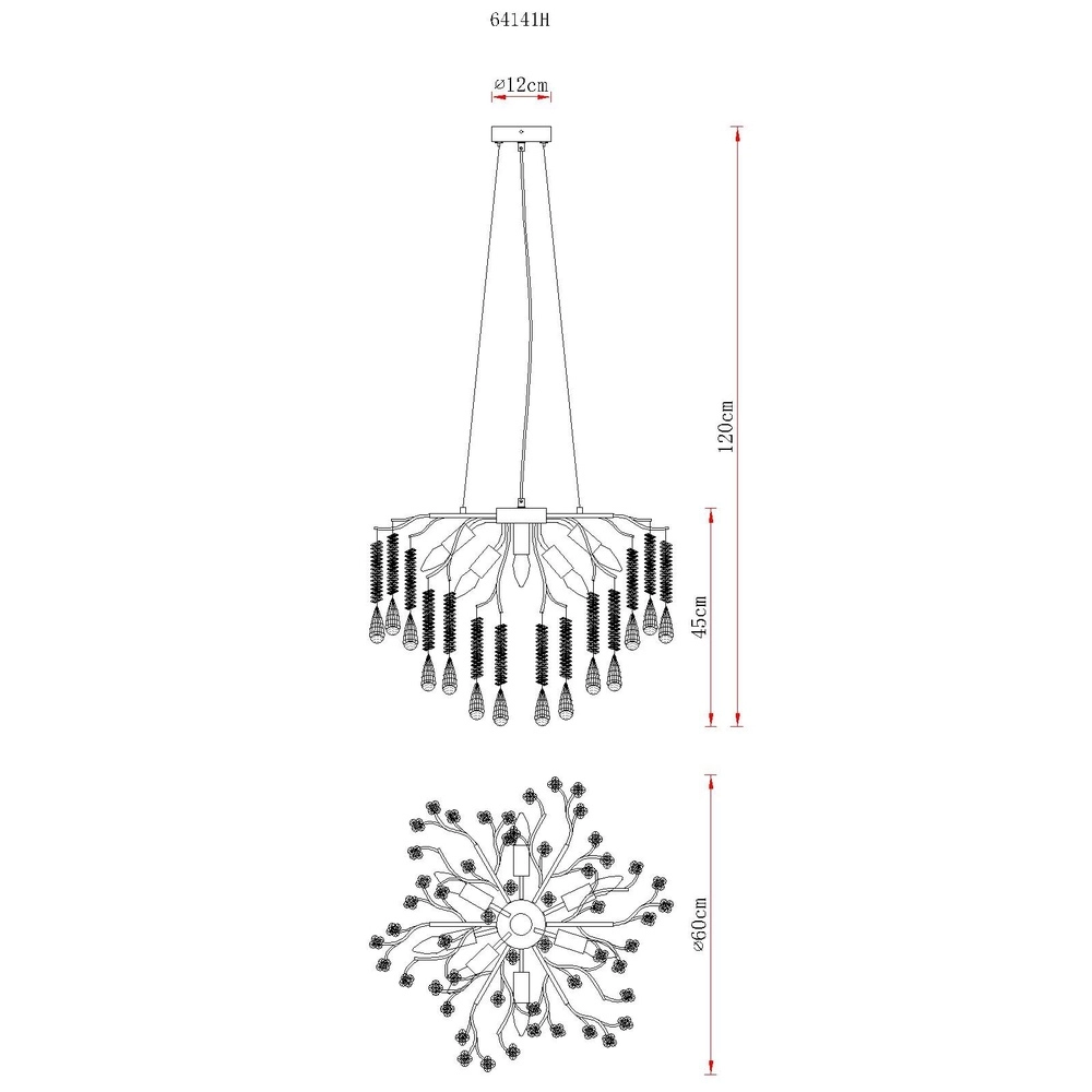 Hanglamp Kinga zilvergrijs Ø 60cm Globo 9007371572984