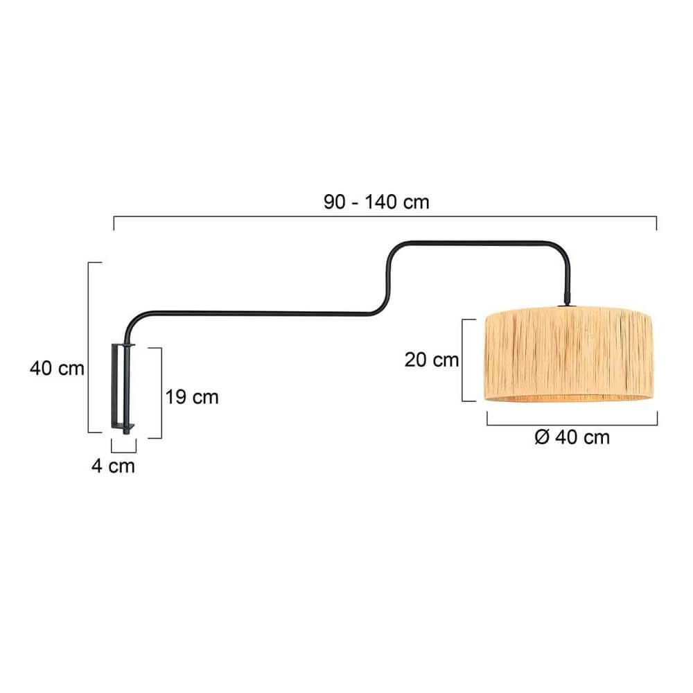 Wandlamp Bloeba zwart met strokleurige kap Steinhauer 8712746177145