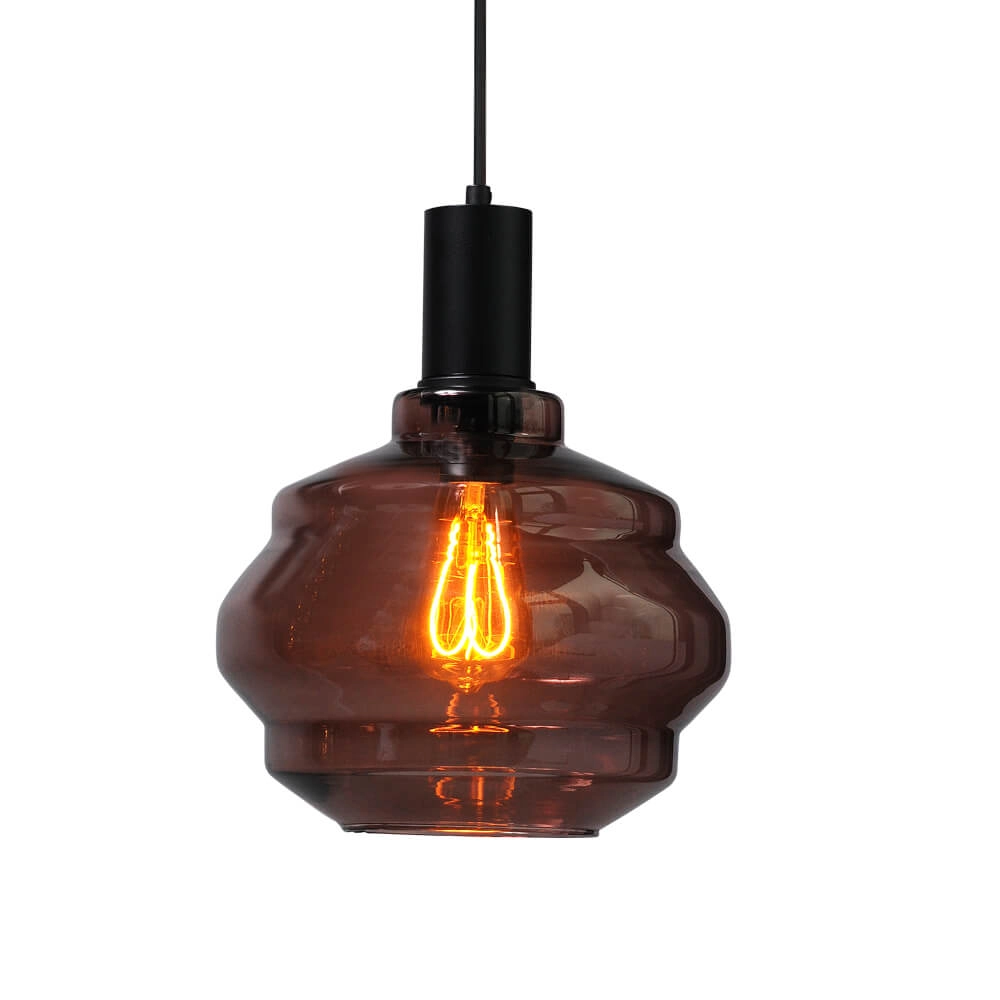 3-lichts hanglamp - zwart - Porto met verschillende glazen Masterlight 8718121270074