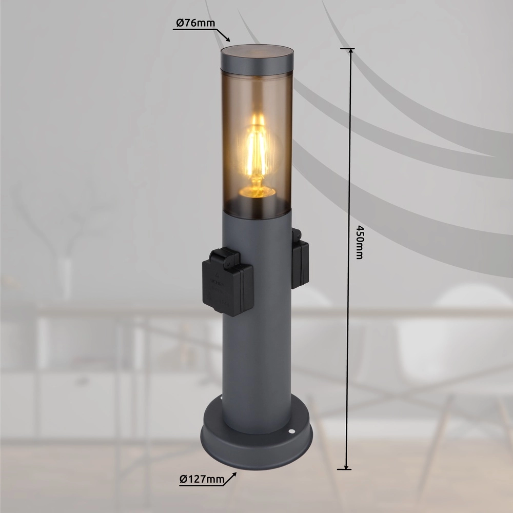 Tuinlamp Boston antraciet met stopcontact Globo 9007371430741