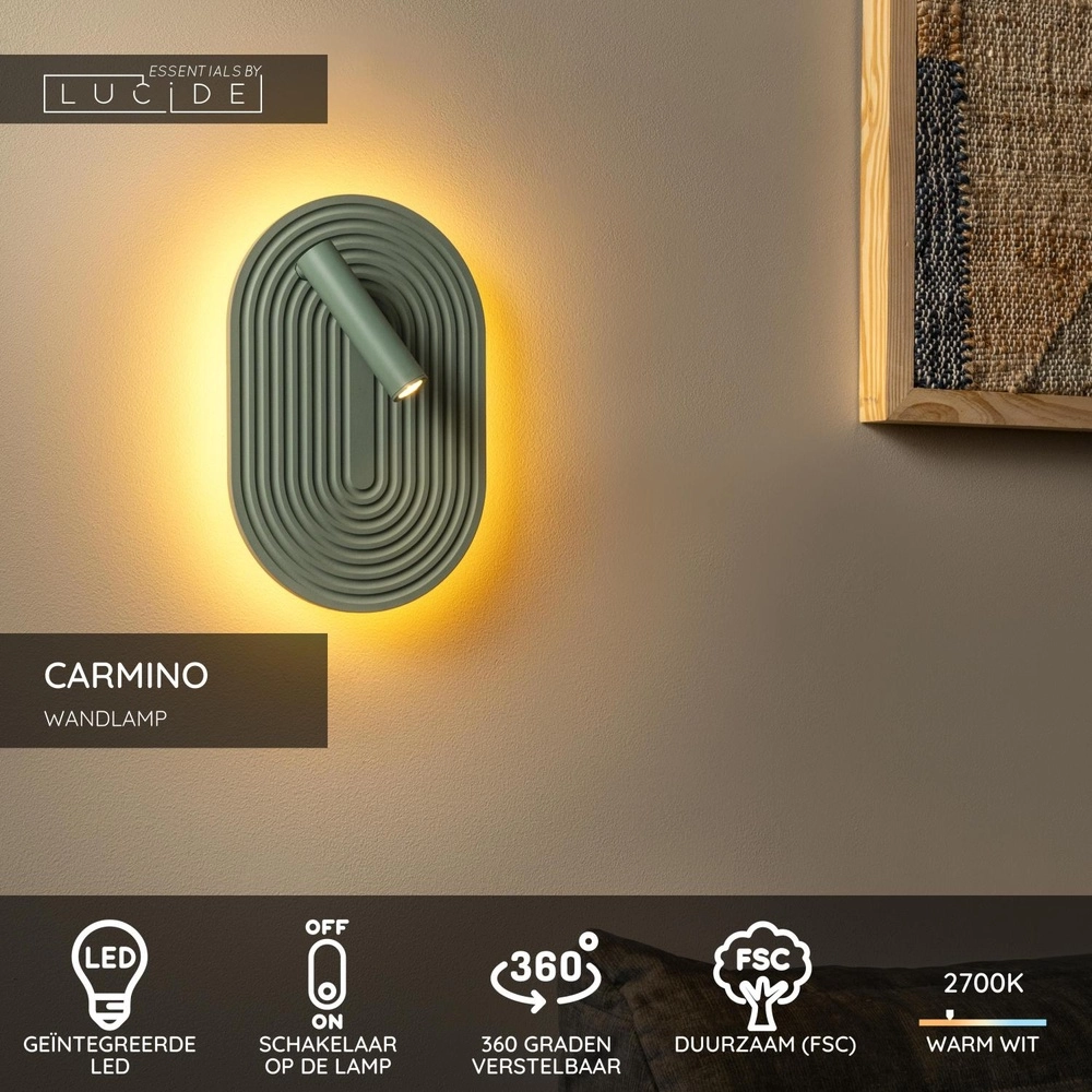 Design wandlamp Carmino groen Lucide 5411212771575