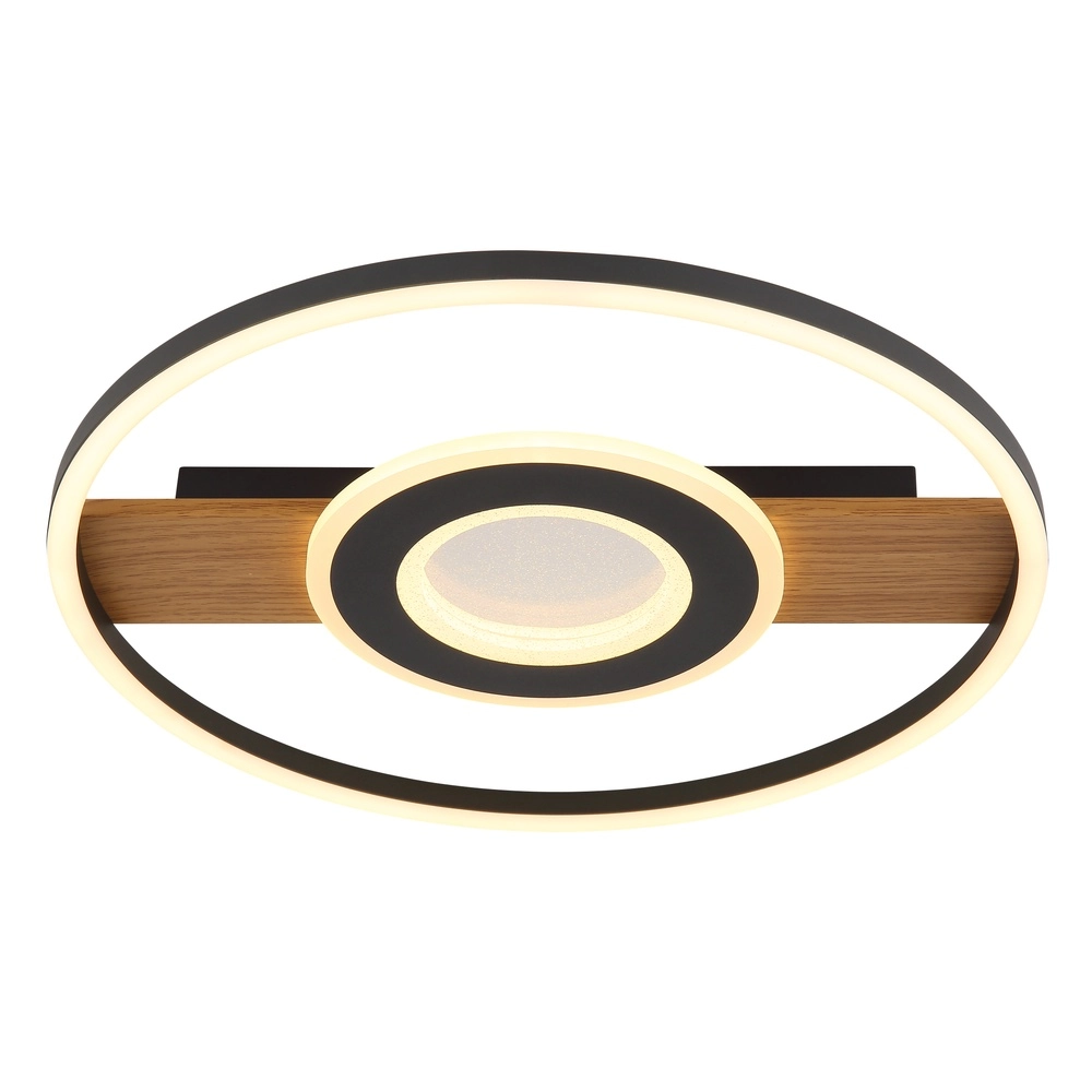 Zwarte plafondlamp Pikara design met hout Globo 9007371462711