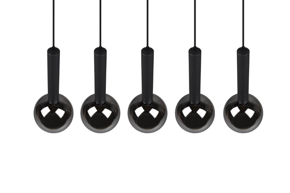 5-lichts hanglamp Clayton zwart Trio 4017807522471