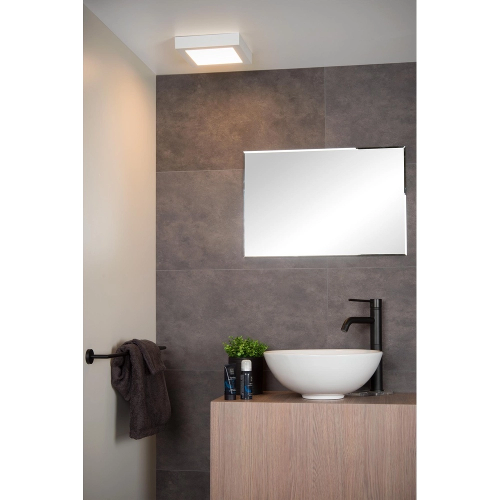 Plafonniere Brice-Led 22cm vierkant IP44 wit Lucide 5411212281340