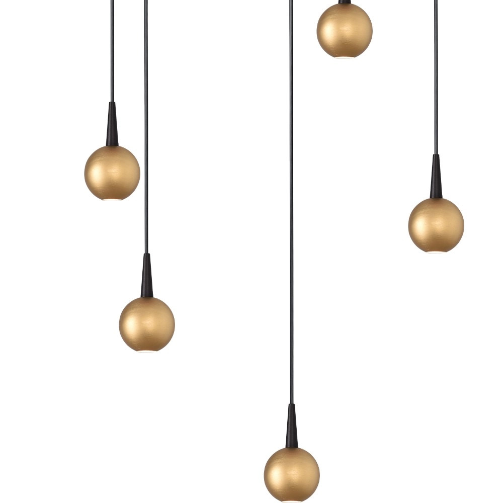 5-lichts hanglamp Talana zwart met goud Ø 35cm DTW Masterlight 8718121347448