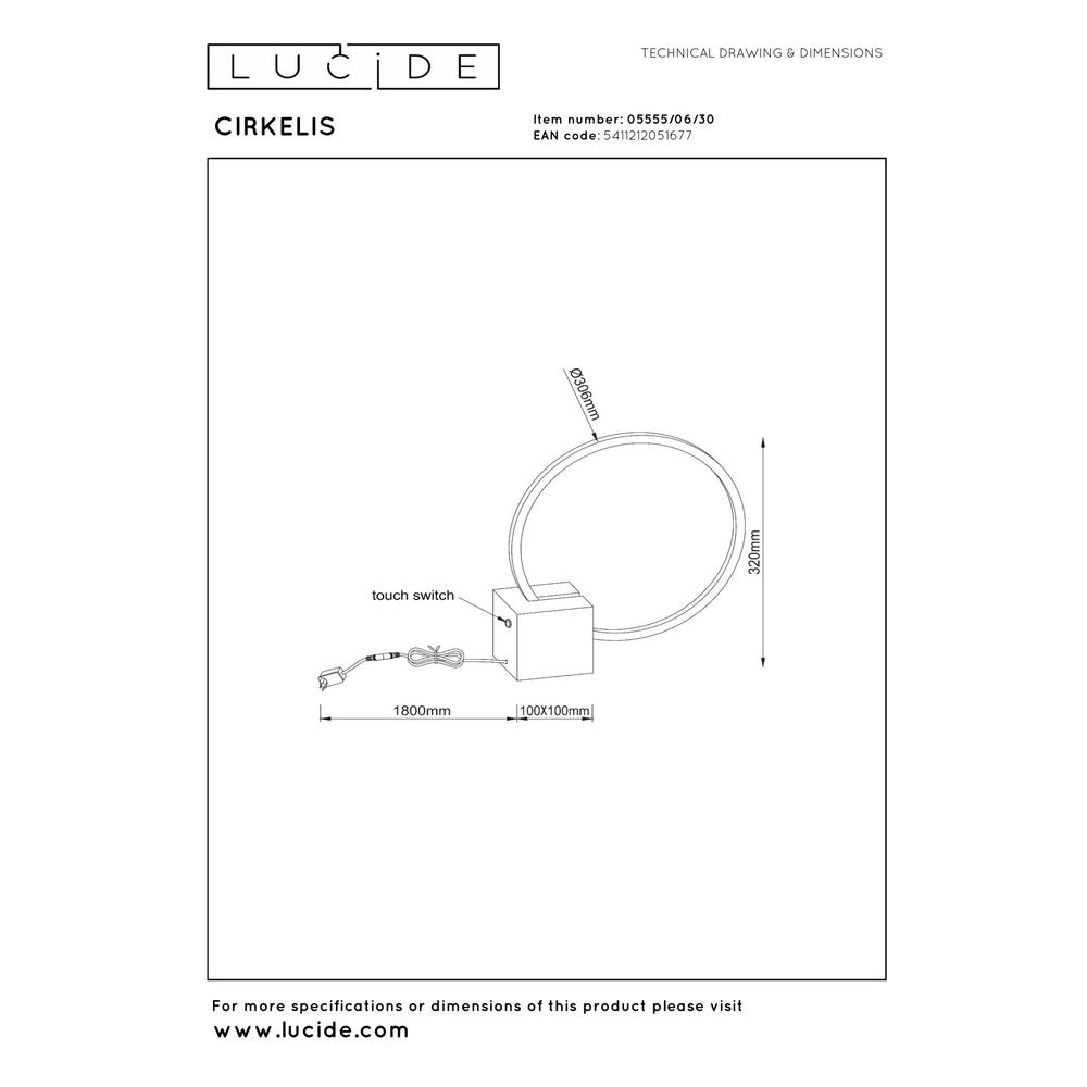 Zwarte tafellamp Cirkelis rond Ø 32cm Lucide 5411212051677
