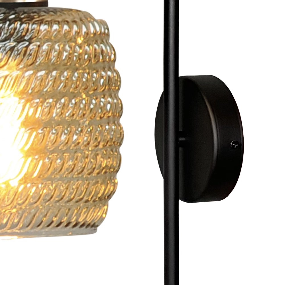 Zwarte wandlamp Bounty met goud en geribd glas Masterlight 8718121251042