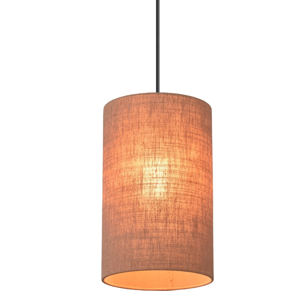 Hanglamp Lisbourg zwart met tan beige kap Masterlight