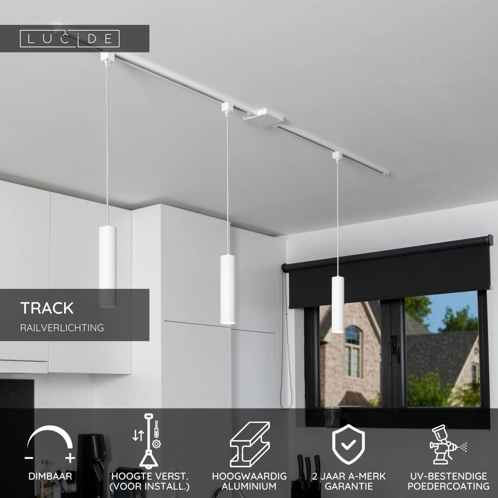 Rail hanglamp Track Floris 1-fase wit Lucide 5411212093875