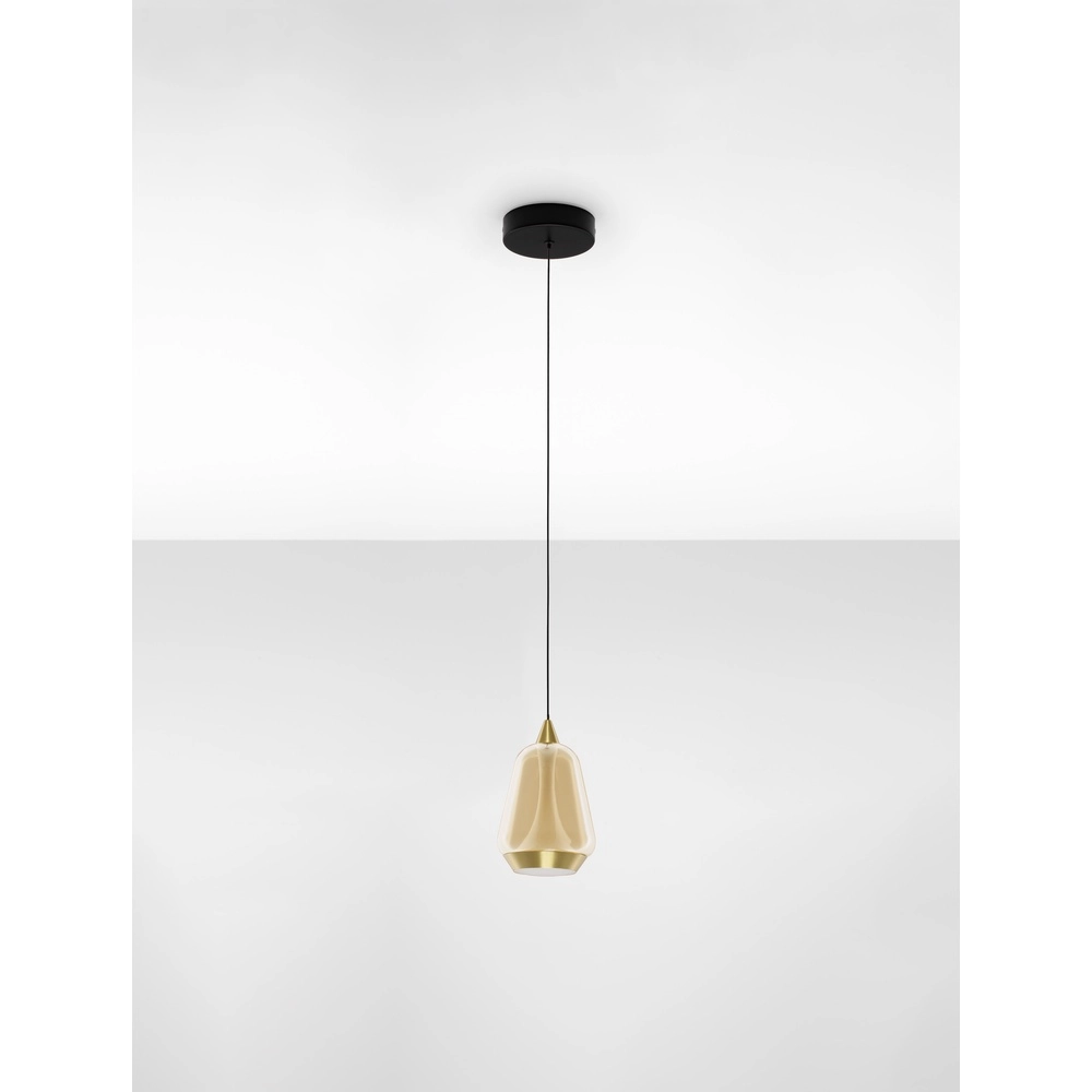Design hanglamp Alish 1-lichts amber glas Lyora 5212017477699