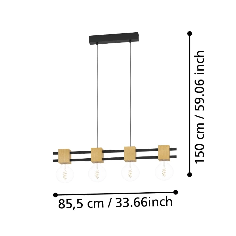 Strakke hanglamp Levantara 4-lichts Stars of Light 9008606243112