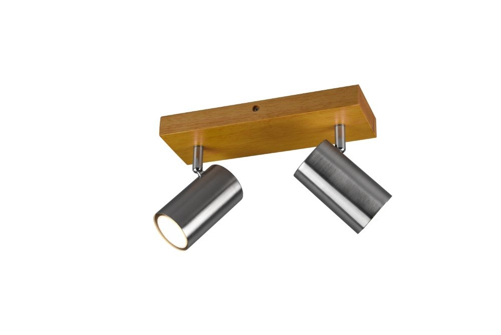 2-lichts opbouwspot Marley rvs op hout Trio 4017807487978