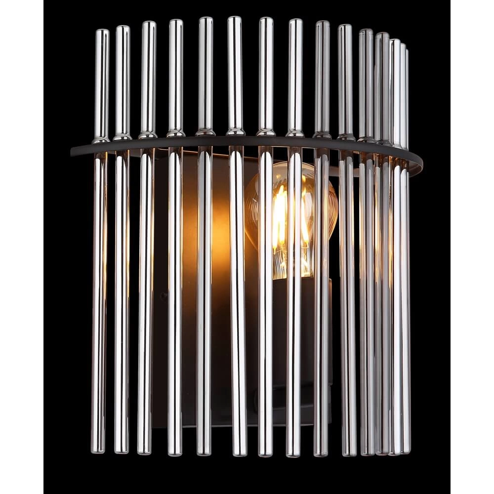 Zwarte wandlamp Gorley met smoke glas Globo 9007371474769