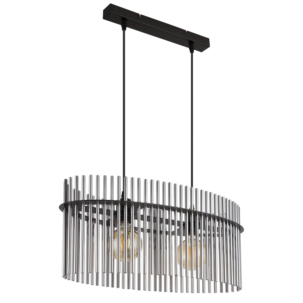 Hanglamp Gorley zwart met smoke glas staafjes Globo 9007371506149