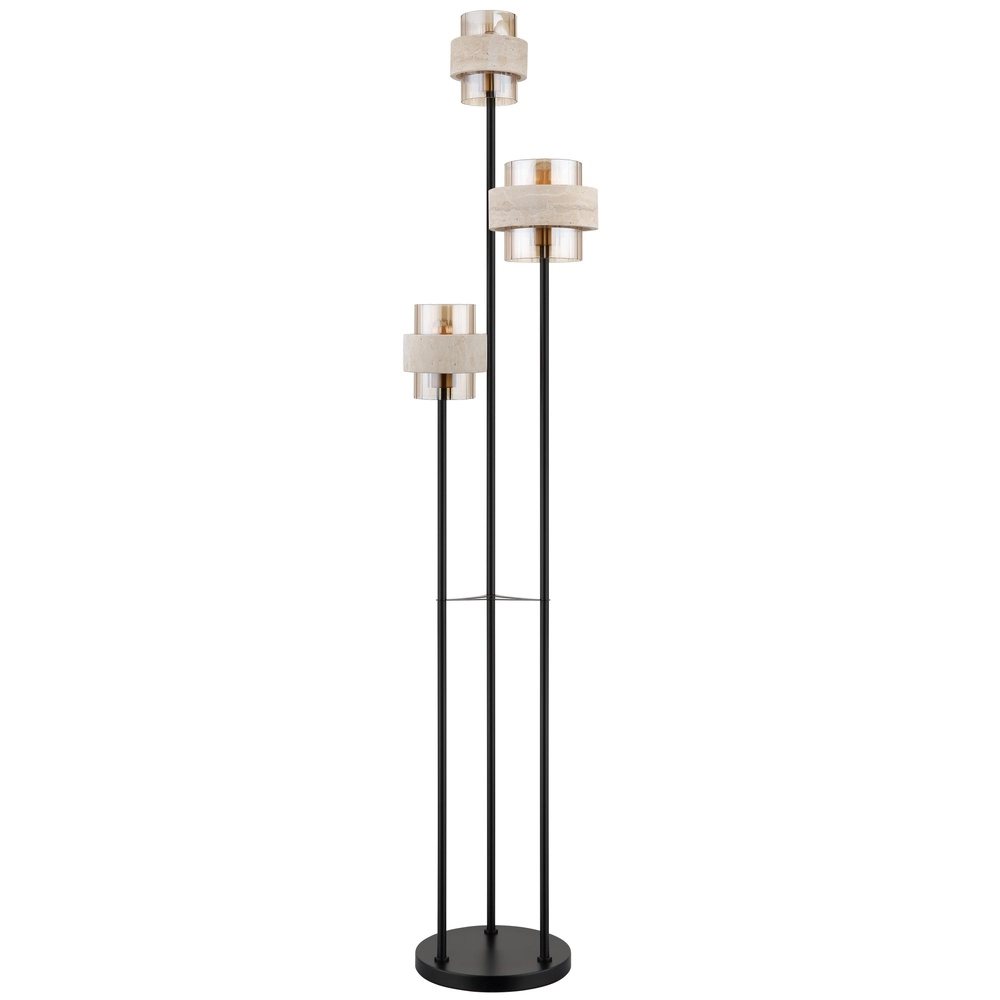 3-lichts vloerlamp Daren zwart met marmer Globo 9007371580675