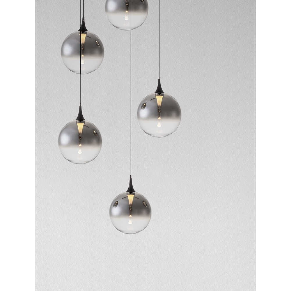 Hanglamp Orenda rond 5-lichts smoke glas