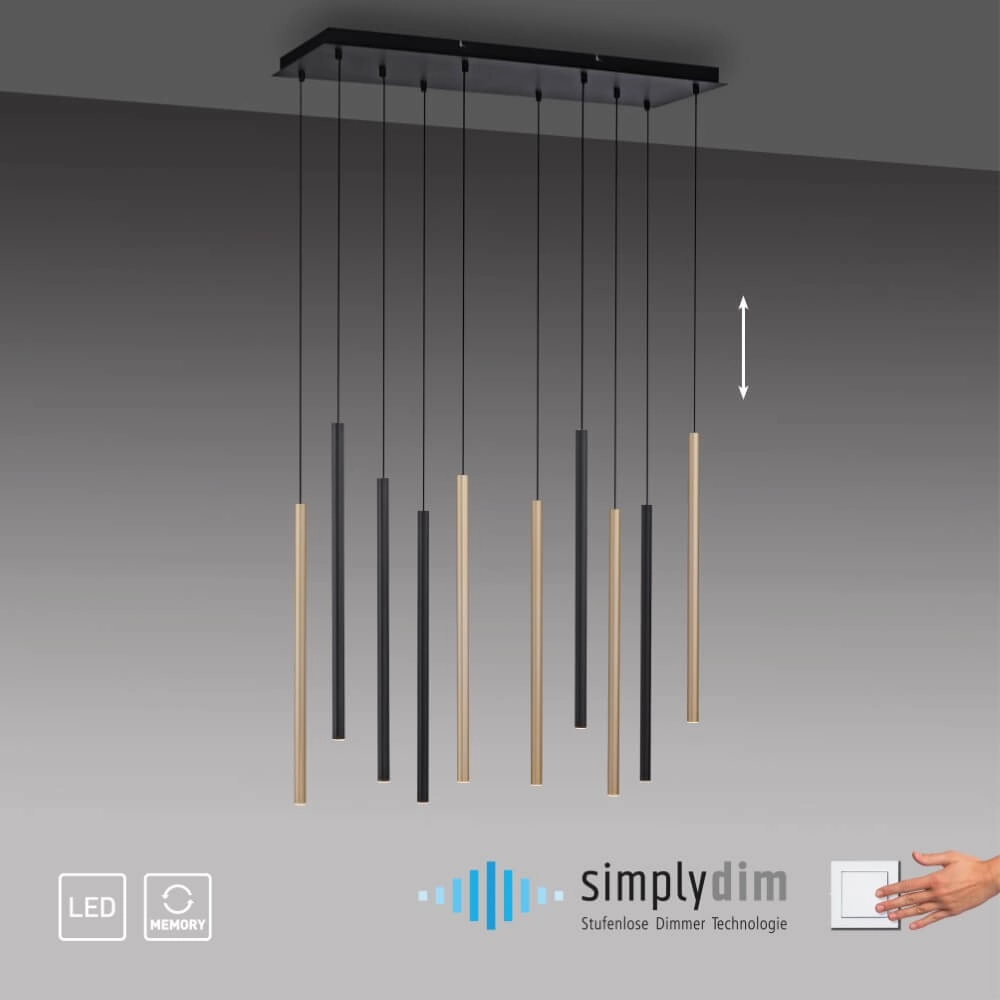 Unieke hanglamp Flute 10-lichts Paul Neuhaus 4012248374788