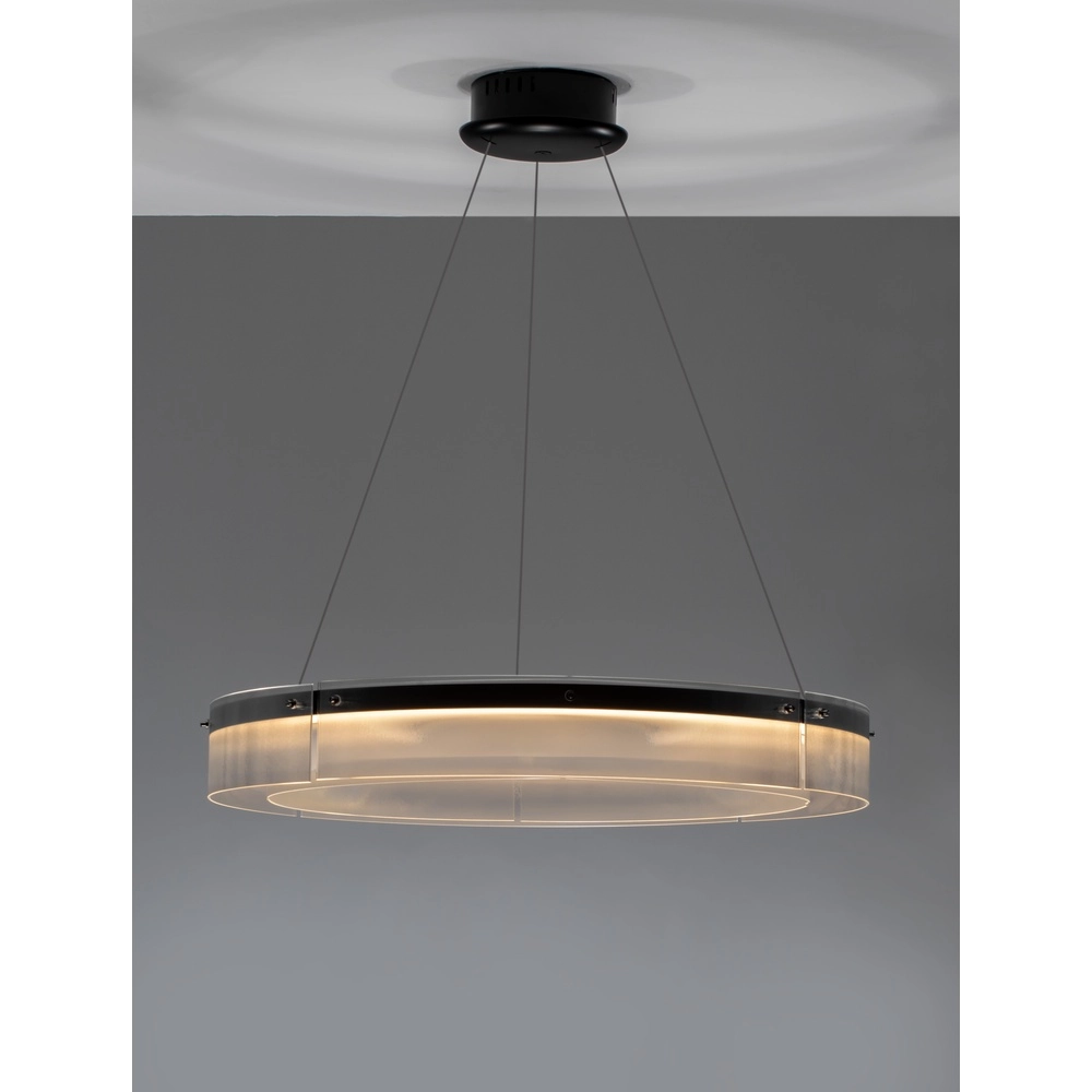 Design hanglamp Pauline zwart met glas Ø 85cm
