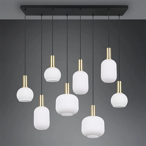 Eetkamer hanglamp Diva 8-lichts - wit glas Trio 4017807614527