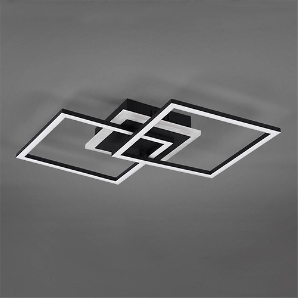 Vierkante plafonnière Venida 57cm zwart Trio 4017807445084