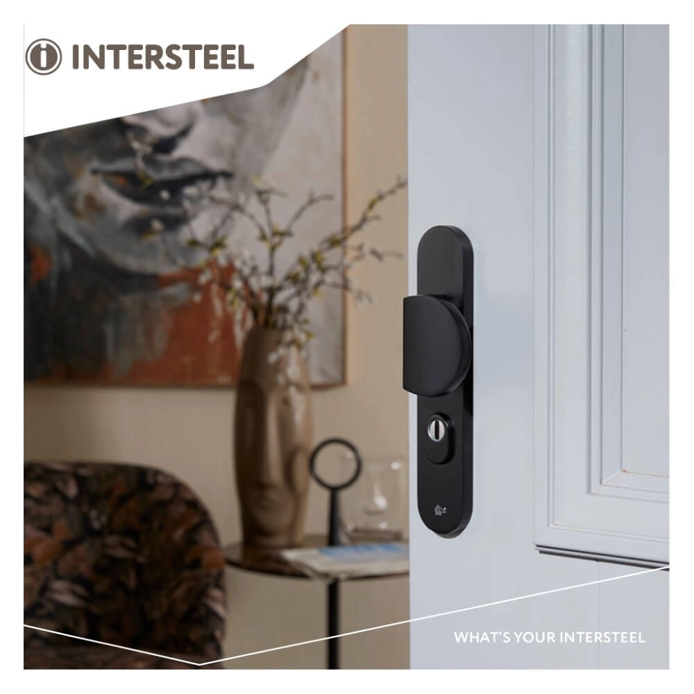 Voordeurbeslag Vurano PC 72mm kerntrekbeveiliging aluminium zwart Intersteel 8714186492086